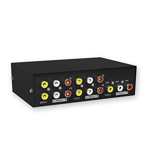 4-Way AV Switch Audio Video Switcher, MT-ViKI 431AV RCA Selector Box