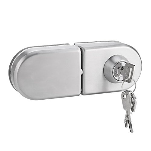 Stainless Steel Glass Door Lock Anti-Theft Security Lock Double Swing Hinged Frameless Push Sliding Gate Lock Apply for Door Thickness 10-12mm/0.39-0.47''