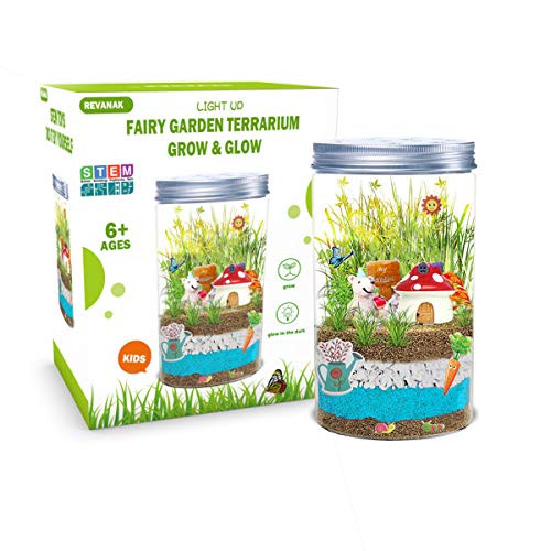 Light-up Terrarium Kit for Kids STEM Educational DIY Project for Children - Create Own Mini Garden in a Jar - Arts and Crafts Science Kits for Kids - Gifts for Boys and Girls Age 5 6 7 8 9 10 Year Old