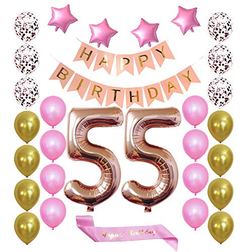 Rose Gold 55th Birthday Card - Laser Cut Glitter Card For Women With Envelope