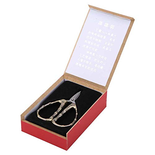 Garosa Vintage Embroidery Scissors, Stainless Steel Sewing Shears Art Work Cutting Embroidery Crafts Scissors Pretty and Classy Desk Scissors(Bamboo Joint)