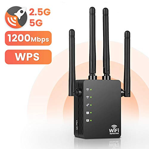 1200Mbps WiFi Repeater, WiFi Range Extender with WPS, 2.4 and 5G Dual-Band WiFi Signal Booster