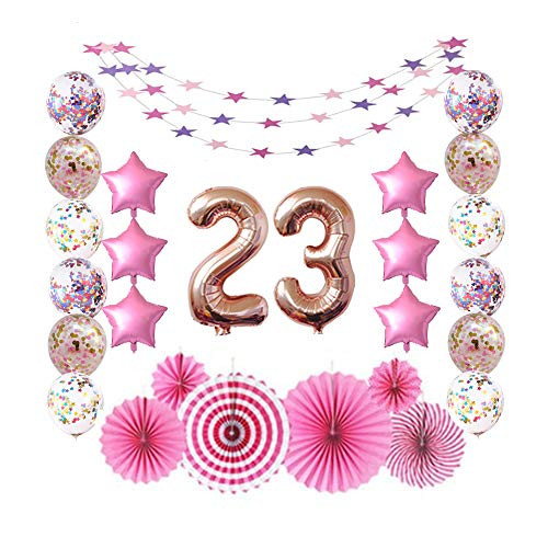 23 Rose Gold Number Foil Balloons for 23rd Birthday Party Sign Supplies, Adults' 23 Years Old Birthday Party Decorations 23 Rose Gold Number Foil Balloons for 23rd Birthday Party Sign Supplies, Adults' 23 Years Old Birthday Party Decorations