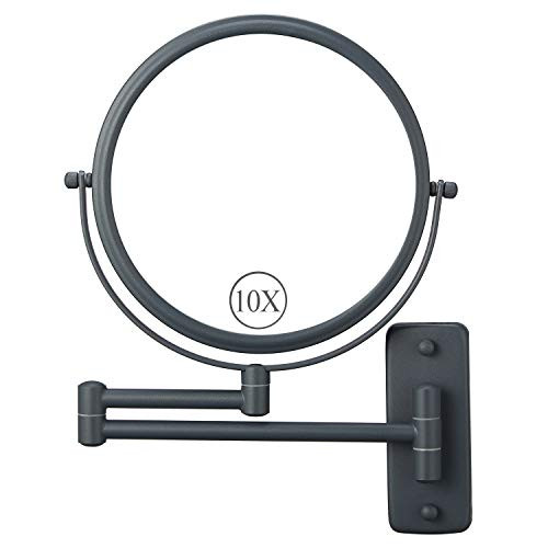 DECLUTTR Wall Mounted Makeup Mirror with 10X Magnification, 8 Inch Double Sided Bathroom Vanity Magnifying Mirror, Gray DECLUTTR Wall Mounted Makeup Mirror with 10X Magnification, 8 Inch Double Sided Bathroom Vanity Magnifying Mirror, Gray