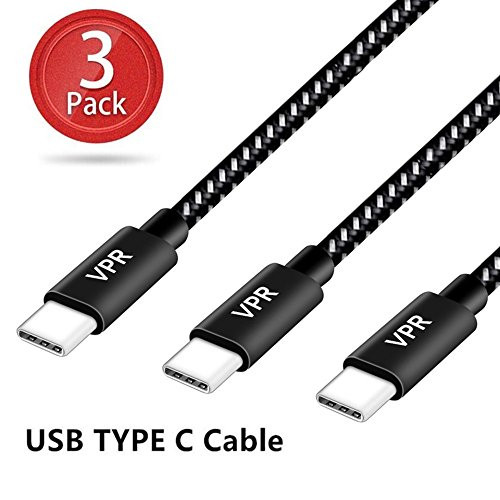 USB Type C Cable, VPR 3Pack 3FT 6FT 10FT Nylon Braided Type A to C Data Charging Cable for Samsung Galaxy S8/ S8+ Plus, Note 8, Z981, LG G6 G5, Nintendo Switch, Nexus 6P 5X (Black+White)