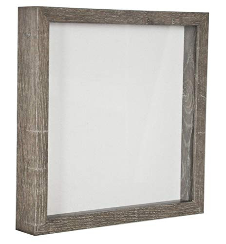 Display Box/Shadow Box Frame Wood deep Depth with Linen Back Easy Hanging, Perfect for Display Photos, Medals, Awards, Tickets (Grey, 12x12)