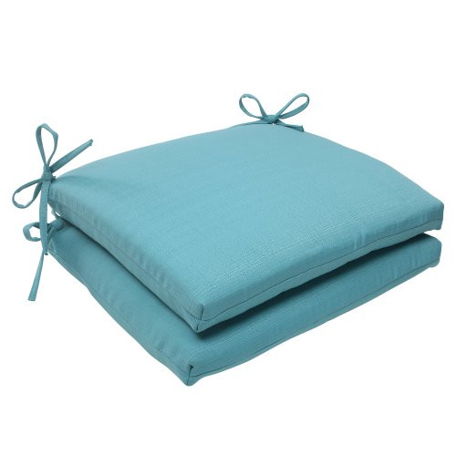 Pillow Perfect Outdoor/Indoor Forsyth Pool Square Corner Seat Cushions, 18.5 in. L X 16 in. W X 3 in. D, Turquoise, 2 Pack