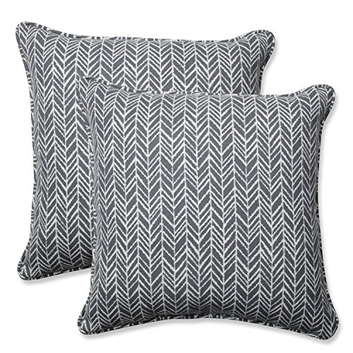 Pillow Perfect Outdoor/Indoor Herringbone Slate Throw Pillows, 18.5" x 18.5", Gray, 2 Pack