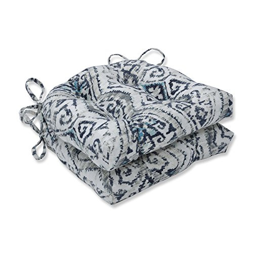 Pillow Perfect Indoor Explorer Atlantic Reversible Chair Pad (Set of 2), Blue 16 X 15.5 X 4