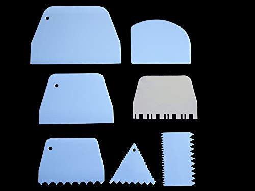 Cake Scrapers Tool Set of 7 Plastic Dough Cutter Bowl Bench Scraper Icing Smoother Cake Edge Decorating Comb Cake Scrapers Tool Set of 7 Plastic Dough Cutter Bowl Bench Scraper Icing Smoother Cake Edge Decorating Comb
