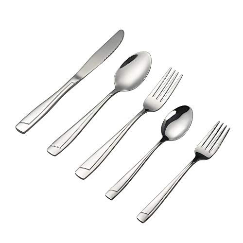 Sandmovie Stainless Steel Tableware Flatware Silverware Fork Knife Spoon, 30 Pieces, Service for 6 Persons
