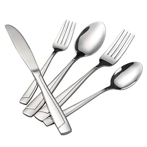 Sandmovie 40 Pieces Stainless Flatware Cutlery Silverware, Service for 8 Persons