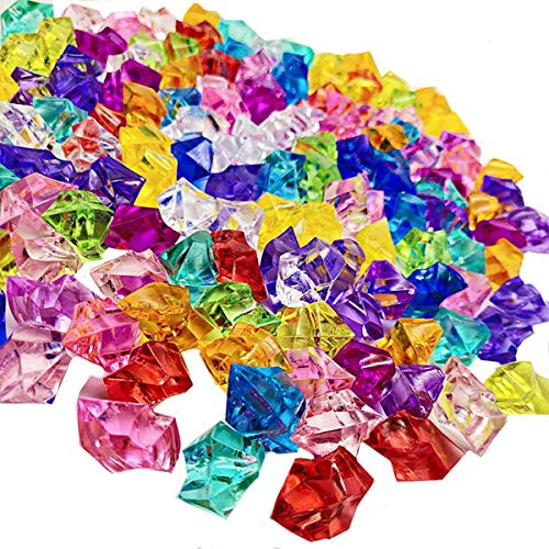 KATELER Ice Rock Crystal 160Pcs Fake Crushed Ice Rocks Acrylic Ice Cubes Gems Fake Diamond Crystals for Decoration Wedding Display Vase Fillers (Multicolour)
