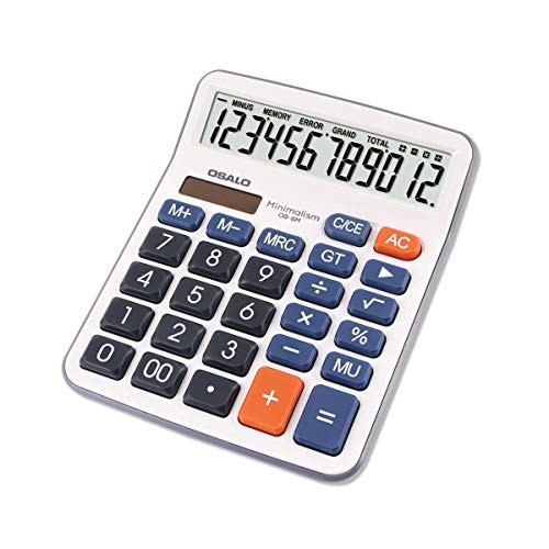 OSALO Calculator, 12 Digits Large LCD Display Big Button Office Desktop Calculator (OS-6M)