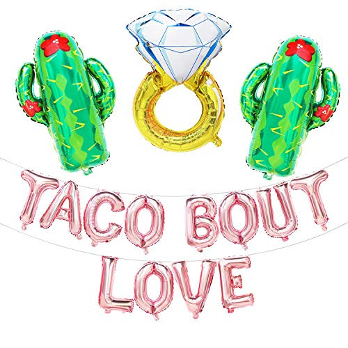 Taco Bout Love Balloon Banner Rose Gold | Taco Bout Love Decorations | Mexican Fiesta Themed Bridal Shower Bachelorette Wedding Party Decorations Supplies | 16inch