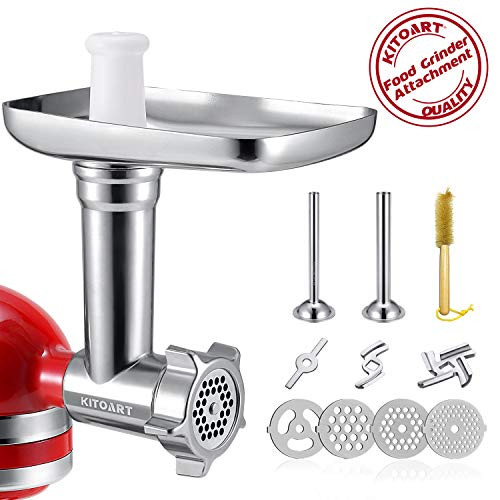 Metal Food Grinder Attachments for KitchenAid Stand Mixers, Durable Meat Grinder, Sausage Stuffer Attachment Compatible with All KitchenAid Stand Mixers, includes Two Sausage Stuffer Tubes