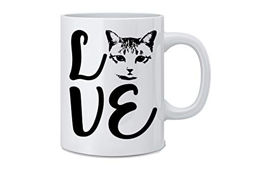 LOVE CATS - Funny Cat Mug - White 11 Ounce Coffee Mug - Great Novelty Gift Cat Lovers, Cat Mom's, Cat Dad's, Co-Worker, Boss, Cat Bowls and Friends