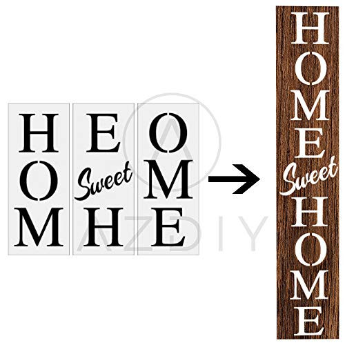 Home Sweet Home Sign Stencil 3 PCS Large Vertical Stencils for Porch Sign AZDIY Reusable Stencils for Painting on Wood Large Farmhouse Stencils for Holiday Decorating Chalk Couture for Home Décor & DI