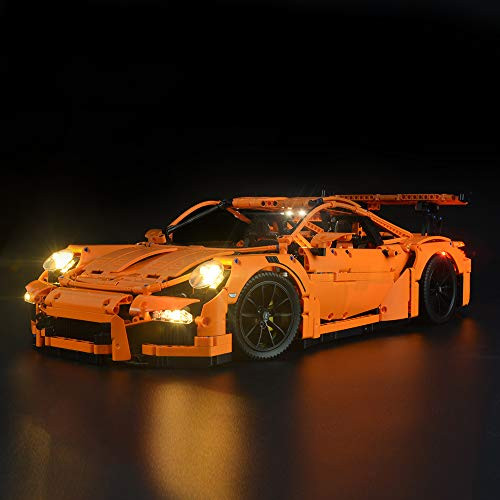 BRIKSMAX Technic Porsche 911 GT3 RS Led Lighting Kit- Compatible with Lego 42056 Building Blocks Model- Not Include The Lego Set