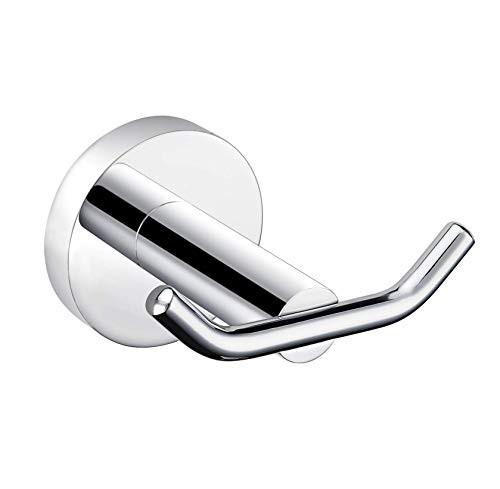OKF Double Towel Robe Hook, Towel Hooks for Bathroom SUS304 Stainless Steel Wall Mounted Bath Kitchen Hooks Modern Chrome