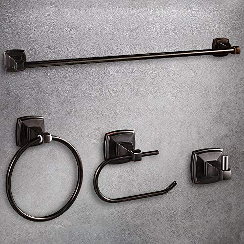 LUCKUP Oil Rubbed Bronze 4 Piece Bathroom Accessory Set, Towel Bar Accessory Set, Include 24 Towel Bar, Robe Hook,6.6 Towel Ring, and 7 Toilet Paper Holder, 304 Stainless Steel Wall Mounted