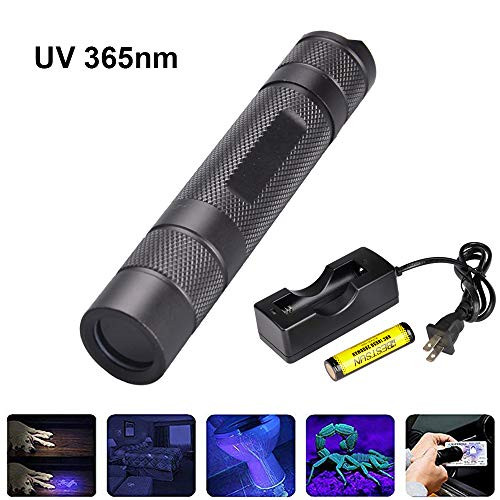 UV Blacklight Flashlight 365nm LED Black Lights, BESTSUN Ultraviolet Flashlight Pet Urine Detector Portable UV Torch Light with Rechargeable Battery and Charger for Dog Cat Urine, Dry Stains, Bed Bug