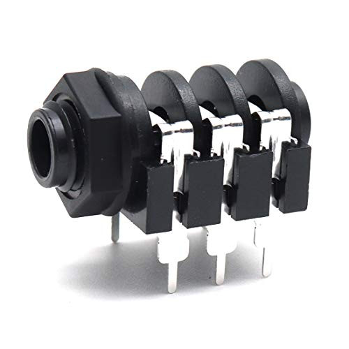 ZXHAO PCB Panel Mount 6 Pin 1/4" 6.35mm Female Socket Stereo Headphone Jack Plastic Thread 20pcs