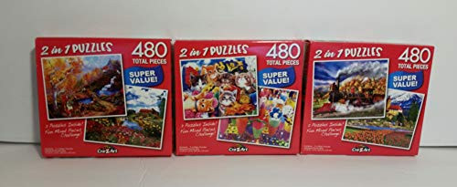 CRA.Z.Art 2 in 1 Puzzles Bundle of 3 Playtime in The Garden & Sugary Shakes and More - 480 Pieces Jigsaw Puzzles