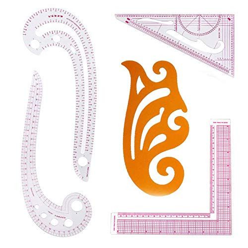 EXTCCT DIY Sewing Ruler Tailor Set French Curve Accessories, 5 Stlye Plastic Curve Stick Pattern Design
