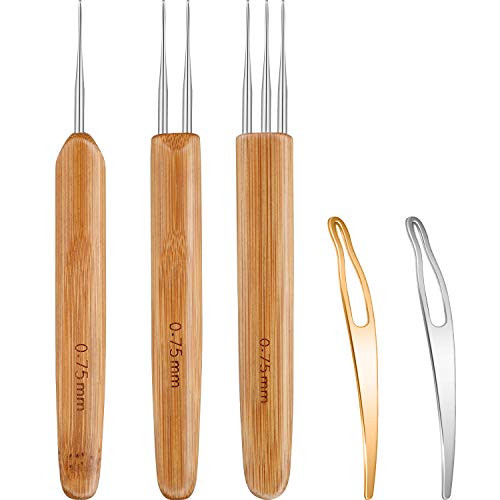 5 Pieces Dreadlocks Tool Includes 3 Pieces Dreadlocks Crochet 1 Hook 2 Hooks 3 Hooks Hair Weaving Needle Crochet 2 Pieces Hair Locking Tool for Braid Craft (0.75 mm)