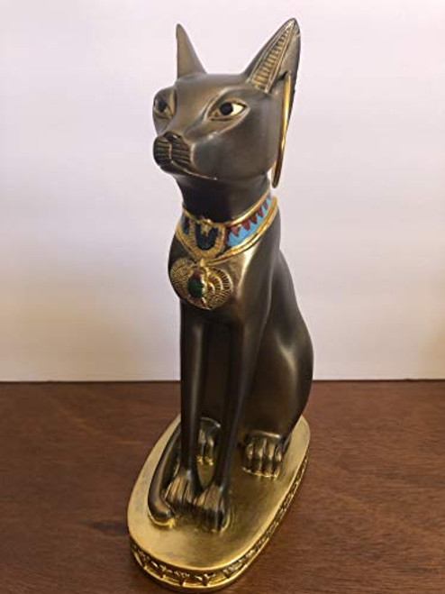 YOUNI - Ancient Egypt Kitty Egyptian Bastet Sculpture Cat Goddess Statue Collectible (Bronze, 12 inches)