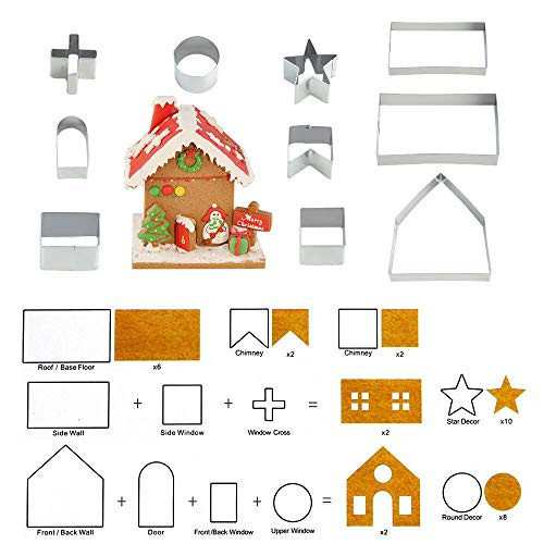 SurgeHai 3D Christmas Gingerbread House Cookie Cutters Set -Festive Xmas Biscuit Pastry & Cake Fondant Cake Decorating Mold -10 Pieces DIY Stainless Steel, Gift Box Packaging SurgeHai 3D Christmas Gingerbread House Cookie Cutters Set -Festive Xmas Biscuit Pastry & Cake Fondant Cake Decorating Mold -10 Pieces DIY Stainless Steel, Gift Box Packaging