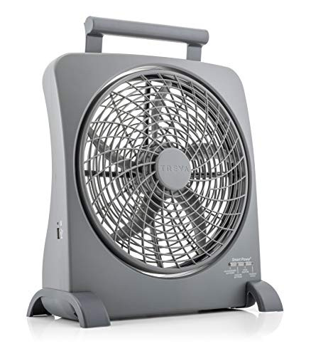 O2COOL Treva Portable Battery Operated Fan  10 Inch Blades - Smart Power Air Circulator with Plug-In AC Adapter, Rechargeable Batteries and USB Charging Port  For Camping, Travel and Indoor Use