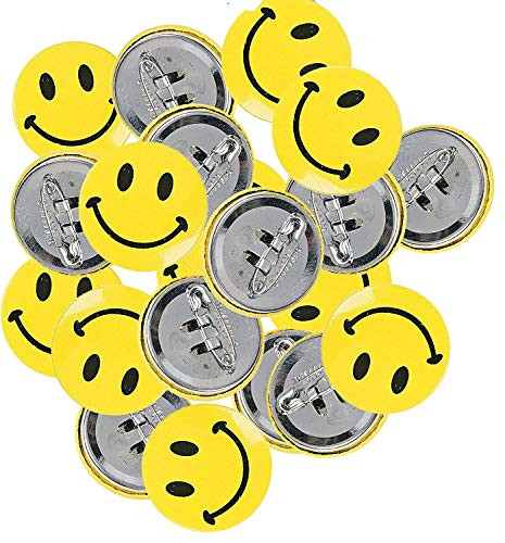 24 Mini Metal Smiley Smile Face Button Pins