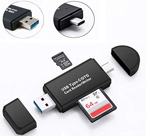 Type-C and Type A USB Memory Card Reader USB 3.0 Super Speed, Uactor 3-in-1 OTG Adapter for for SD, SDHC, SDXC, MicroSD, MicroSDHC, MicroSDXC