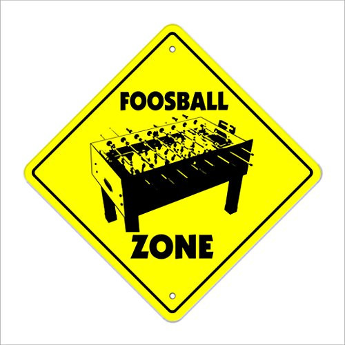 Foosball Crossing Sign Zone Xing | Indoor/Outdoor | 14" Tall Game Room Table Soccer Player Play Team Recreation Room