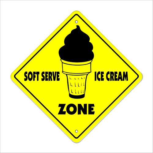 Soft Serve Ice Cream Crossing Sign Zone Xing | Indoor/Outdoor | 17" Tall Dessert Custard Parlour