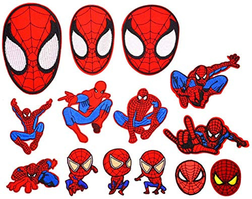 Iron on Patch 15 Pieces Spiderman Patches for Clothes Embroidery Applique for Sewing Jackets Backpacks Jeans