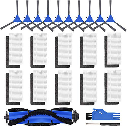 FFsign Replacement Parts for Eufy RoboVac 11S, RoboVac 15C, RoboVac 30, RoboVac 30C, RoboVac 12, RoboVac 35C Vacuum Filters Accessories Kit, 10 Pcs Side Brushes,10 Pcs Filter, 1 Roller Brush
