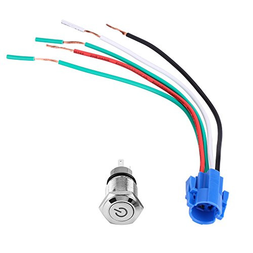 16mm 12V Car Blue LED Power Push Button Toggle Latching Switch 1NO1NC for Car SUV Truck Boat Yatch