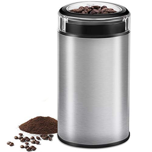 Electric Coffee Grinder Spice Grinder - Stainless Steel Blades Grinder for Coffee Bean Seed Nut Spice Herb Pepper, Brushed Stainless Steel Texture and Transparent Lid Electric Coffee Grinder Spice Grinder - Stainless Steel Blades Grinder for Coffee Bean Seed Nut Spice Herb Pepper, Brushed Stainless Steel Texture and Transparent Lid