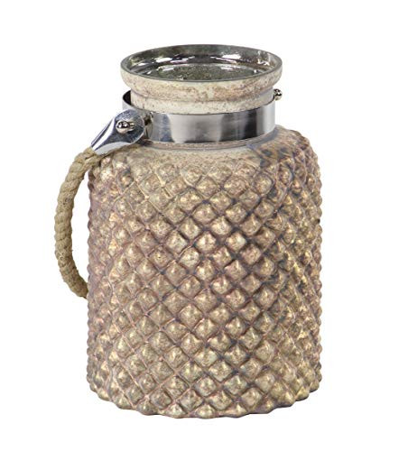 Deco 79 Coastal Jar Candle Lantern, 7" W x 10" H, Silver, Brown, Gold
