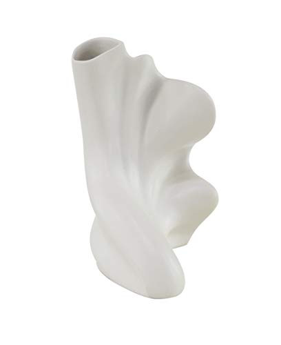 Deco 79 Modern Ceramic Blowy Vase, 6" W x 11" H, White