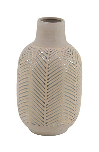 Deco 79 Ceramic Decorative Vases, 8" W x 15" H, Beige, Tan, Brown