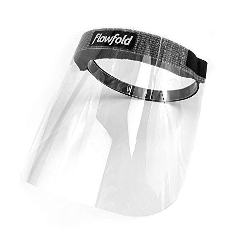 4-Pack Flowfold Face Shield Masks - Protective Face Shields, Full Face Clear Plastic Anti-Fog Visor Face Shield Made in USA (4 Masks, One Size)