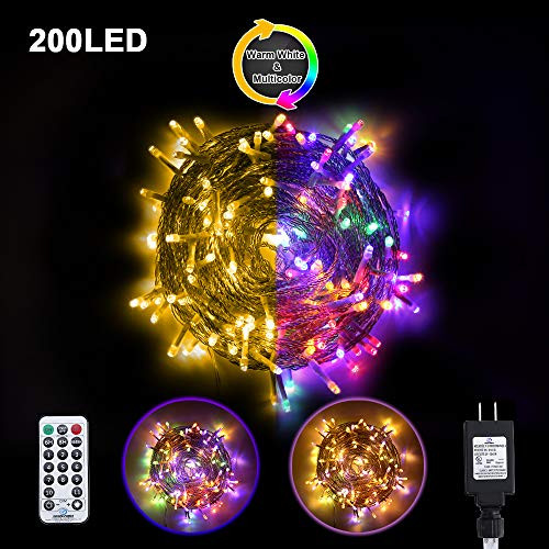 Ollny LED Fairy Lights 200 LED 66FT Color Changing String Light with Remote led Chrismas Lights Connectable Party Lights Plug in with 11 Modes and Timer Strand Lights for Bedroom Indoor Patio Outdoor