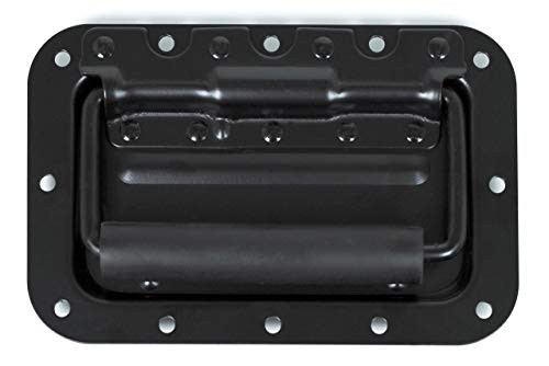 TCH Hardware Medium Spring Loaded Steel Recessed Handle with Padded Grip Case Chest Cabinet Speaker Box - Black