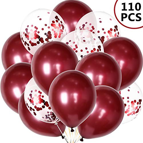 12 Inch Latex Burgundy Balloons Wine Balloons Confetti Balloons for Wedding Bridal Shower Birthday Party Anniversary Decoration & Women Party,110 Piece 12 Inch Latex Burgundy Balloons Wine Balloons Confetti Balloons for Wedding Bridal Shower Birthday Party Anniversary Decoration & Women Party,110 Piece
