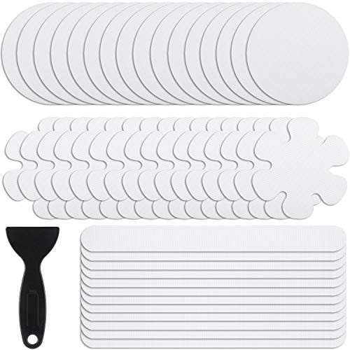 44 Pieces Non-Slip Bathtub Stickers Anti-Slip Showers Stickers Shower Treads Adhesive Decals with Scraper for Tubs Bath