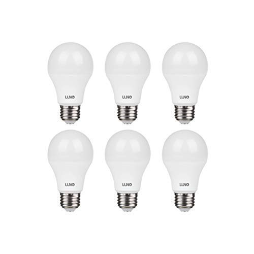 LUNO A19 Non-Dimmable LED Bulb, 11W (75W Equivalent), 1100 Lumens, 2700K (Soft White), Medium Base (E26), UL Certified (6-Pack) (Renewed) LUNO A19 Non-Dimmable LED Bulb, 11W (75W Equivalent), 1100 Lumens, 2700K (Soft White), Medium Base (E26), UL Certified (6-Pack) (Renewed)